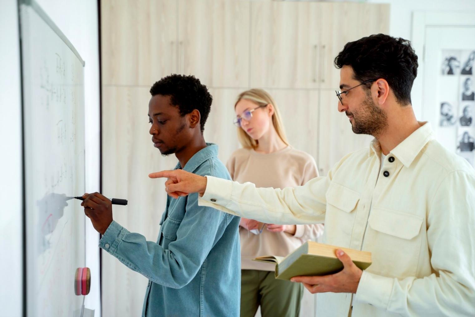 Bureau moderne avec équipe travaillant sur des solutions technologiques financières